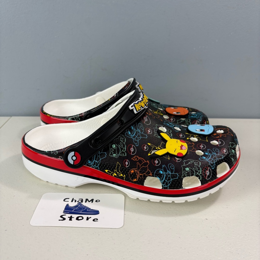 Crocs Pokemon Classic Clog Slip On Slide Black 211344-90H Unisex Kid's Sz